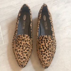 NIB Dr. Scholl's calf hair leopard print loafers